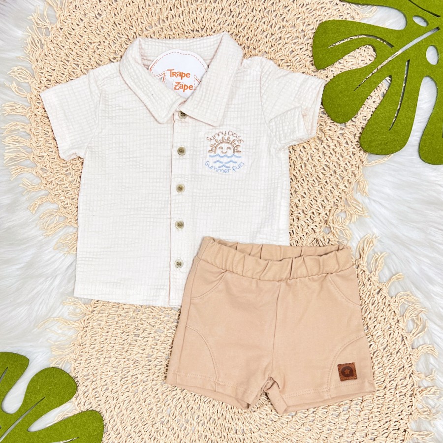 Conj. Camisa Sunny Days e Bermuda - Areia